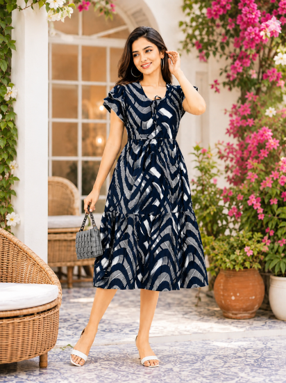 Frock style Blue Rayon Nighty L-FSF-5571