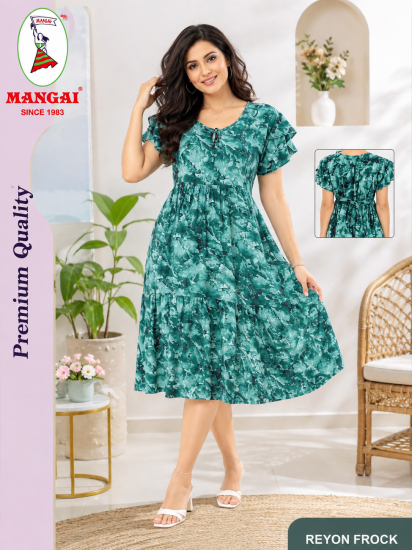 Frock style Green Rayon Nighty L-FSF-5567