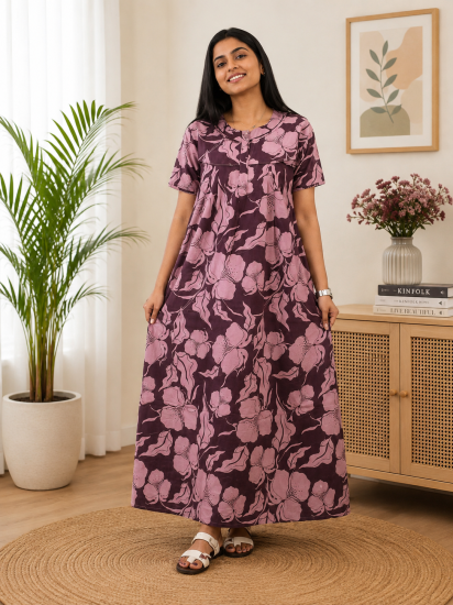 Cotton Nighty SLBP 5247 Brown