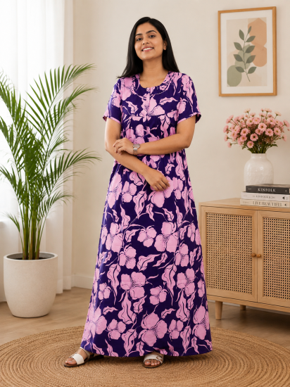 Cotton Nighty SLBP 5247 PURPLE