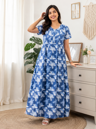 Cotton Nighty SLBP 5269 DUSTY BLUE