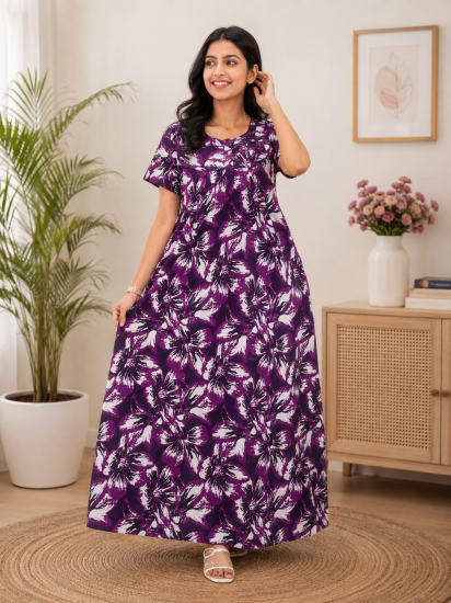 Cotton Nighty SLBP 5606 PURPLE