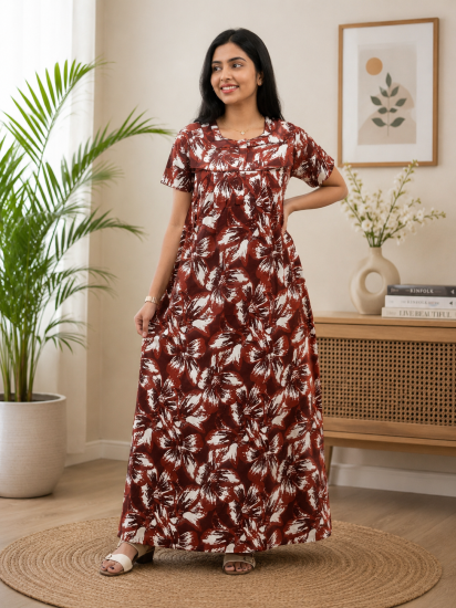 Cotton Nighty SLBP 5606 Brown