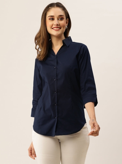 Women’s Navy Blue Classic Button-Down Shirt