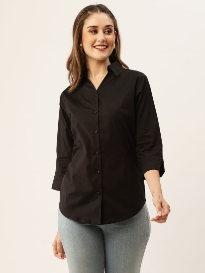 Women’s Black Classic Button-Down Shirt