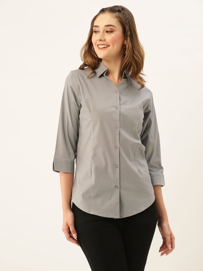 Women’s Grey Classic Button-Down Shirt