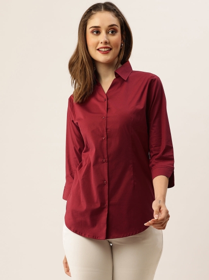 Women’s Maroon Classic Button-Down Shirt
